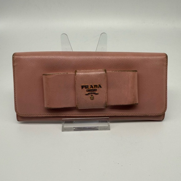 Prada Saffiano Leather Bow Flap Wallet - Picture 1 of 6